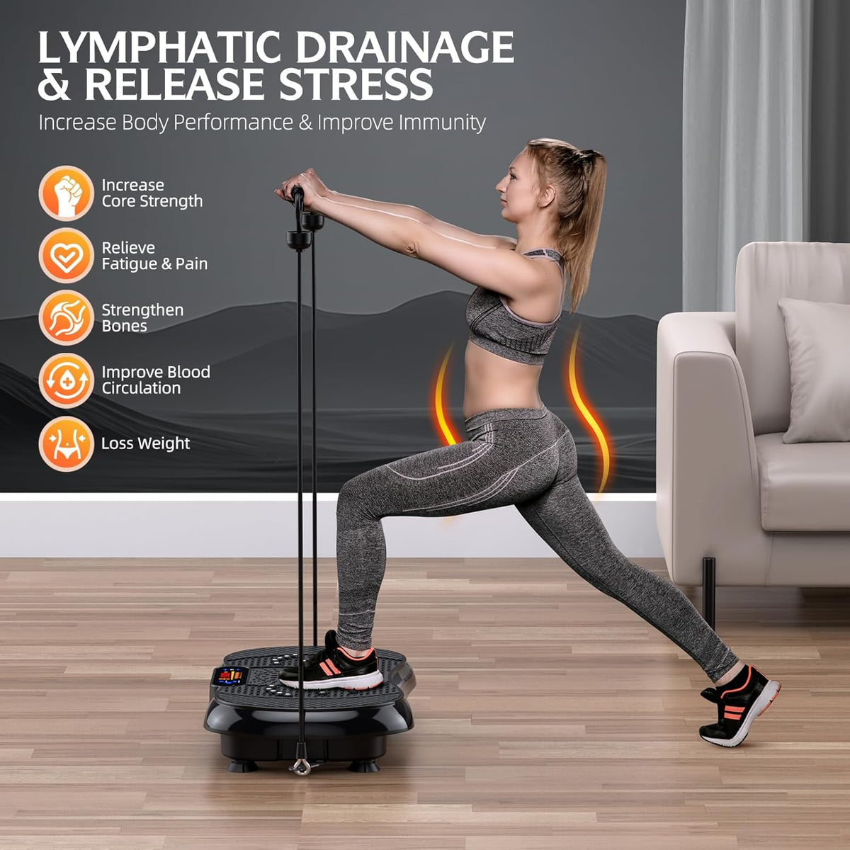 PBYRD Vibration Plate Exercise Machine - Full Body Workout & Lymphatic Drainage | 330lbs Capacity