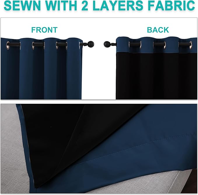 NICETOWN 100% Blackout Short Curtains