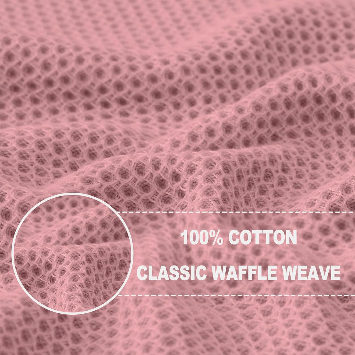 Homaxy 100% Cotton Waffle Weave Kitchen Dish Cloths, Ultra Soft Absorbent Quick Drying Dish Towels, 12 x 12 Inches, 8-Pack, Dried Rose