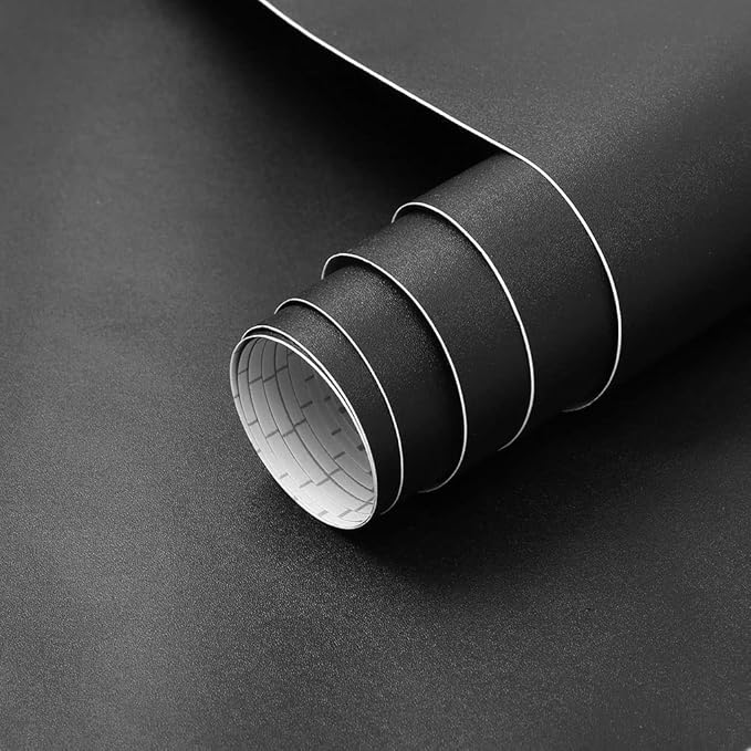 Arthome 23.6"x200" Black Wallpaper Peel and Stick Contact Paper, Matte Black