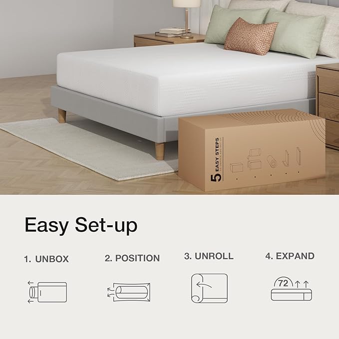 Novilla 12 Inch Queen Mattress in a Box, Gel Memory Foam Queen Size Bed Mattress for Cooling Night Sleep, Comfort Sleep & Pressure Relief, CertiPUR-US Certified