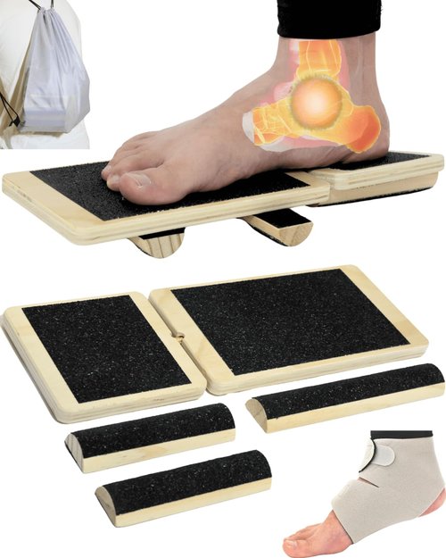 Caredgitz Ankle Strengthener, Single Leg Balance Board for Ankle Rehab, Foot Trainer for Mobility, Foot Stretcher for Sprained Ankle, Balancing Wobble Board, Posture Board, Arch Trainer with Brace