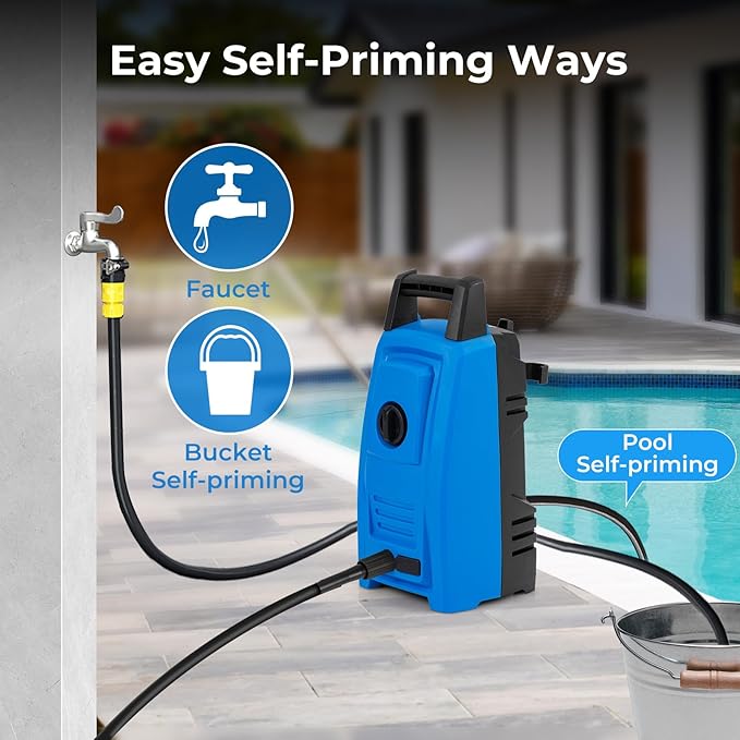 Goplus Electric Pressure Washer, 1900 PSI 1.8 GPM High Pressure Power Washer w/ 4 Quick Connect Nozzles, Soap Bottle & 19.7 FT Hose, Portable Cleaning Machine for Car Washing, Driveway, Patio, Floor