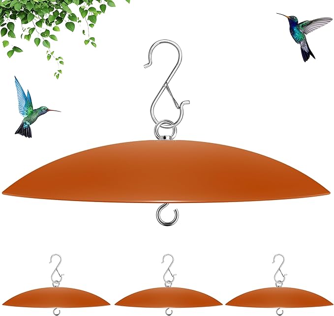 13" Hummingbird Feeder Shade Cover,Bird Feeder Dome Rain Guard,Smart Bird Feeders Umbrella,Squirrel Proof for Shepherd's Hook Outdoors (Terracotta), 4 Pack