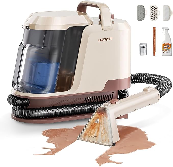 Uwant Carpet Cleaner Machine 22Kpa Portable Carpet Cleaner for Pet, Upholstery Cleaner Machine with Oxy Solution Set of 1 for Spot, Cars,Rug,Furniture