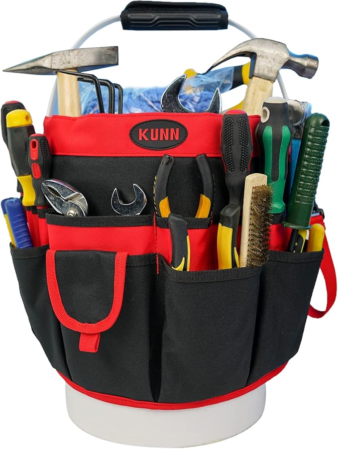 KUNN Bucket Tool Organizer - 35 Pockets Fits 5 Gallon Buckets for Garden,Carpenter