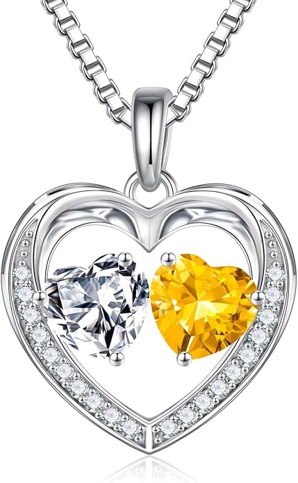 Iefil Christmas Gifts for Women Wife - 925 Sterling Silver Heart Birthstone Necklace, Anniversary Birthday Gifts for Women Wife Girlfriend Mom, Birthstone Jewelry Gift for Her