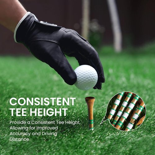 FINGER TEN Golf Tees - Wooden Tees for Men | 100 Pack, 1.5" to 3.25" Sizes, Durable & Stable
