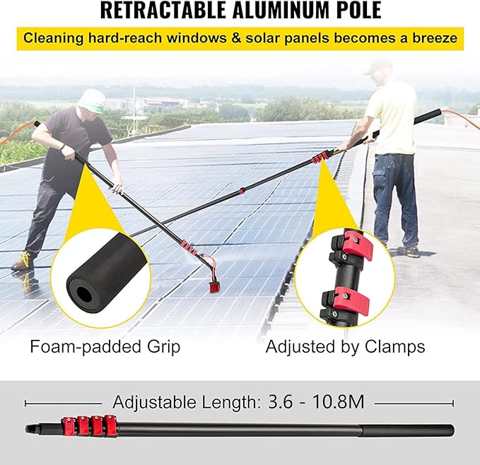 Window Cleaning Kit Window Cleaning Pole Water Fed Telescopic Brush 3.6M-11M Photovoltaic Panel Cleaning Tool 35Cm Brush Head for cleaning photovoltaic and solar panels
