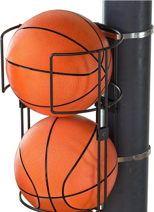 J JACKCUBE DESIGN Sturdy Metal Vertical Ball Storage Rack Standing Ball Holder Organizing Display Wall or Pole Mounted for 2 Ball Storage Rack - MK735B