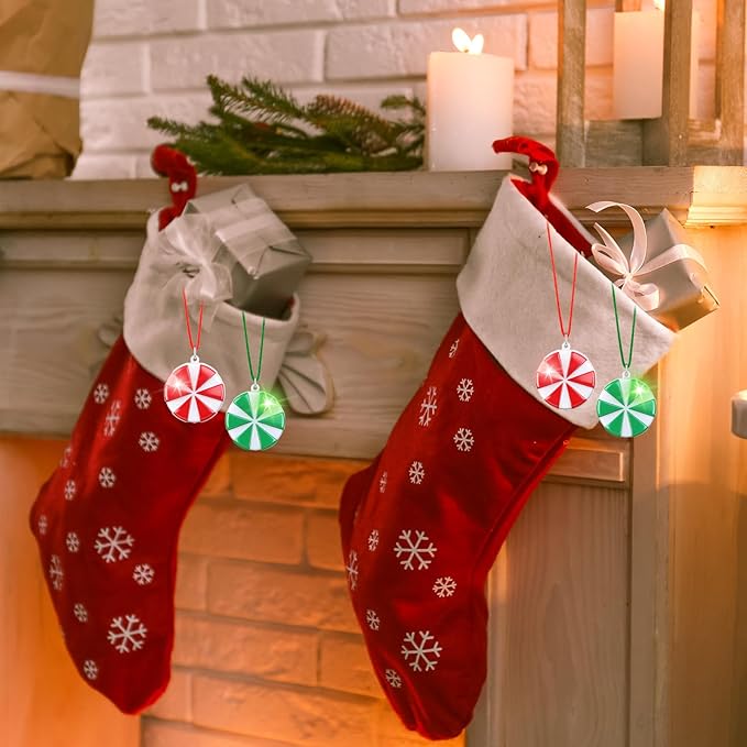 Yinkin 30 Pcs Christmas Light up Necklace for Adults Flashing Necklaces Christmas Accessory for Xmas Party Favors Stocking Stuffers Xmas Ornaments Decoration Party Supplies (Candy)