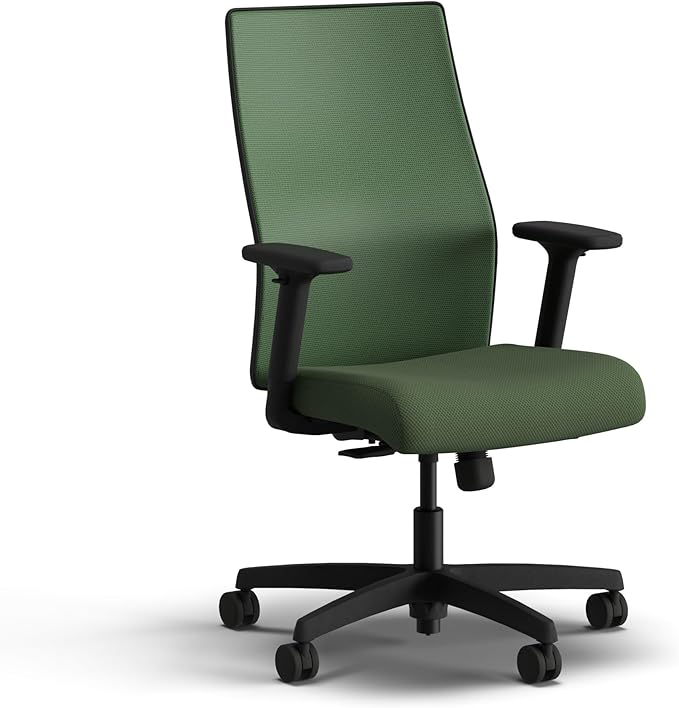 HON Ignition 2.0 Mid Back Task Chair, Spectrum Mesh, Standard Synchro-Tilt Control, Office Chair with Lumbar Support, Height and Width Adjustable Arms, Black Frame, Leaf