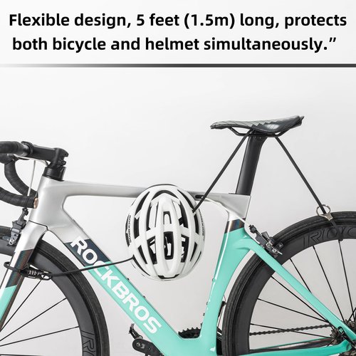 ROCKBROS 5FT Bike Lock Cable with Preset Combination Lightweight Versatile & Weatherproof Security Bike Lock Red