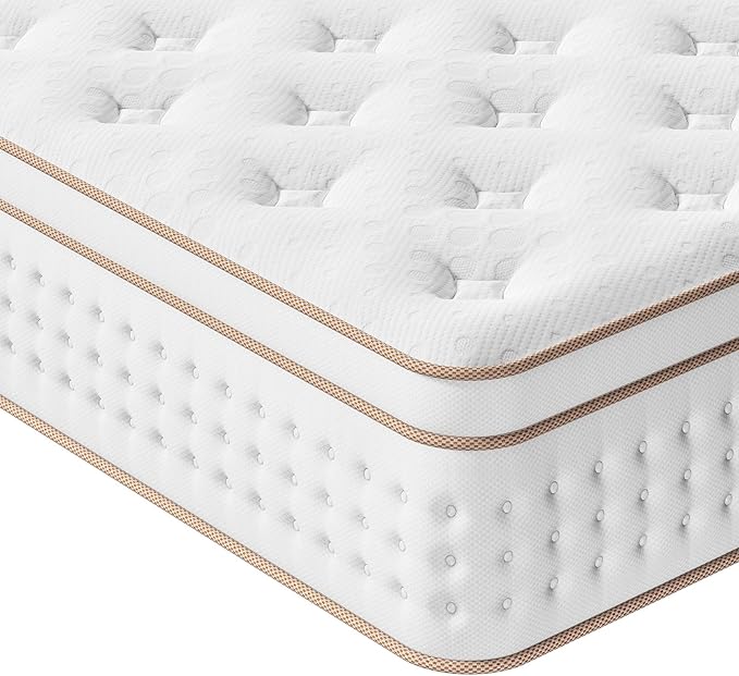 Vesgantti Twin XL Mattress, 12 Inch Memory Foam Hybrid Mattress in a Box with Individual Pocket Spring, Twin XL Size Mattress for Pressure Relief, Motion Isolation, Medium Firm Support