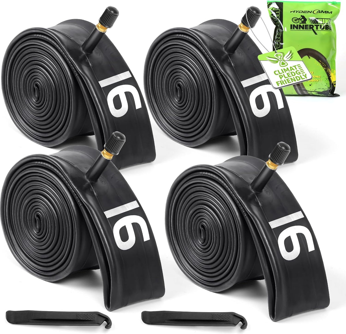 Skiennix Bike Tubes - 4 Pack of 12"/16"/18"/20"/24"/26"/27.5"/29" with 32mm Schrader Valve & Tire Levers