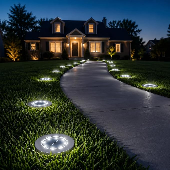 INCX 4.6 inch Solar Lights Outdoor Waterproof,12 Pack Solar Lights for Outside, Solar Garden Lights Landscape Lighting for Patio Pathway Lawn Yard Deck Driveway Walkway, Cold White