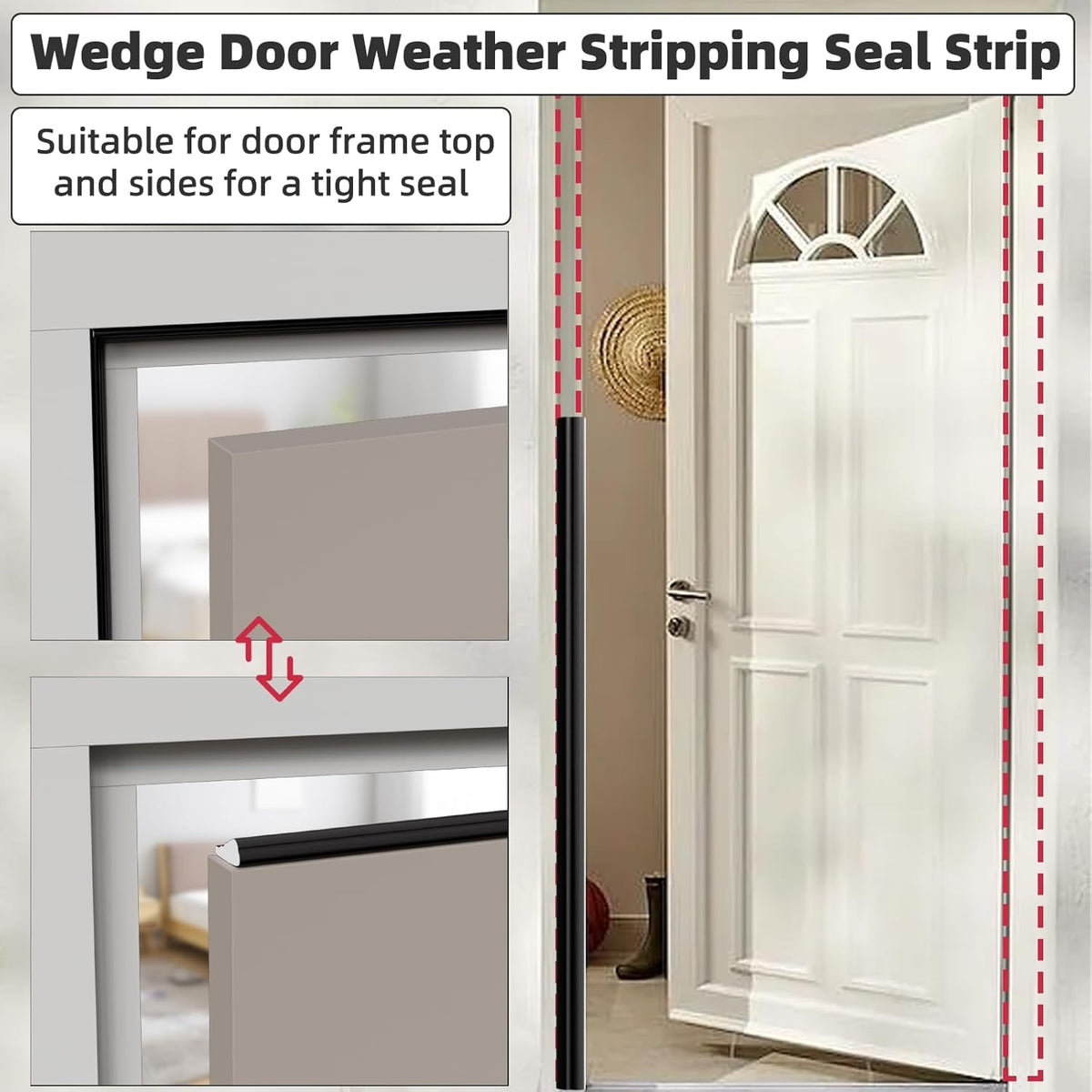 3 Pack*16.4 Ft Weather Stripping Seal Strip for Doors,Soundproofing Window Insulation Draft Stopper for Winter, Selfadhesive Foam Weather Strip for Door Frame,Door Gap Filler Noise Blocker(Black)
