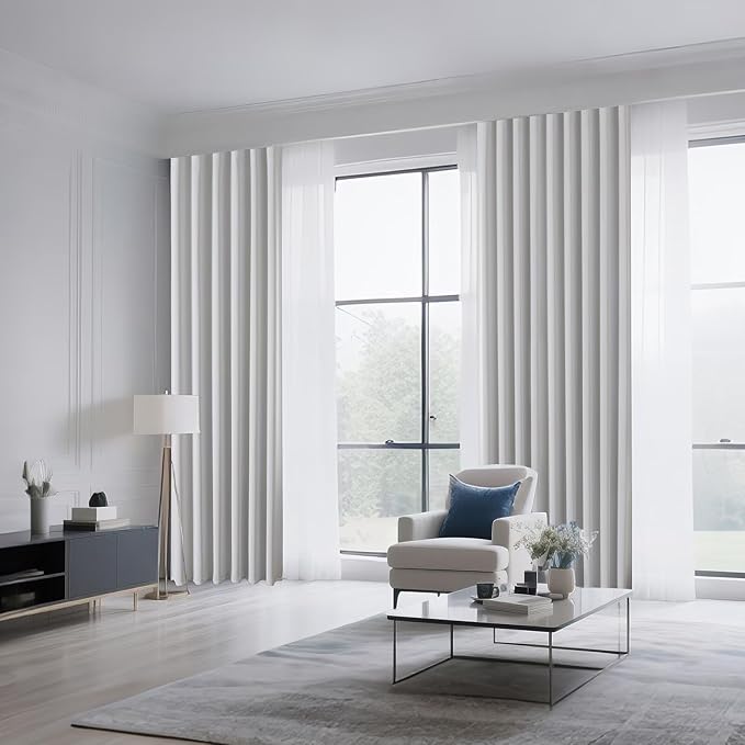 CUCRAF Grayish White Blackout Curtains 72 inch Length 2 Panels Set, Rod Pocket
