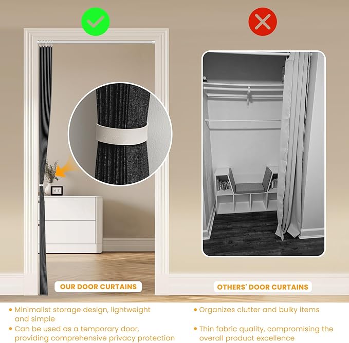 AJAZZ 100% Blackout Accordion Door Closet Curtain Door Curtain Invisible