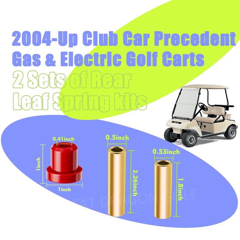 Panglong Club Car Precedent Bushings Kit, Polyurethane Precedent Rear Leaf Spring Bushing and Shackle Bushing Kit, Suitable for 2004-Up Club Car Precedent; OEM# 102506601, 102506301, 102506401