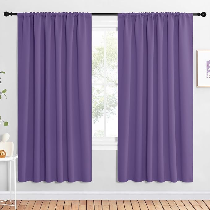 NICETOWN Bedroom Window Curtain Panels, Lilac Purple, 2 Panels, 62 in x 72 in