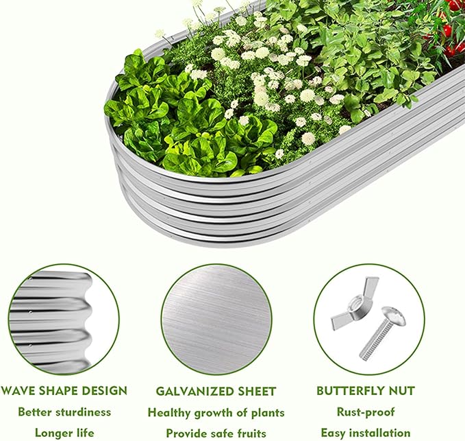 2-Pack Metal Raised Garden Bed, 4x2x1ft Galvanized Planter Box for Outdoor Vegetables & Flowers, Corrosion-Resistant Raised Garden Beds Outdoor with Open-Bottom Design, Lead-Free Herb Garden Planter