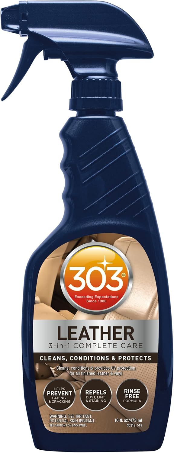 303 Products Leather Care - 3-In-1 Cleaner, Conditioner & Protector - Prevents Fading & Cracking - 16 fl. oz.