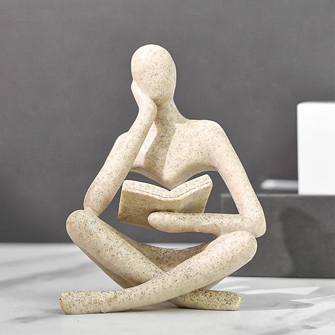 Reading Women Statue, Thinker Sculptures, Abstract Art Ornament, Modern Aesthetic Figurine Decoration, Suitable for Home Living Room Bedroom Office Shelf Table Desk Bookshelf Decor