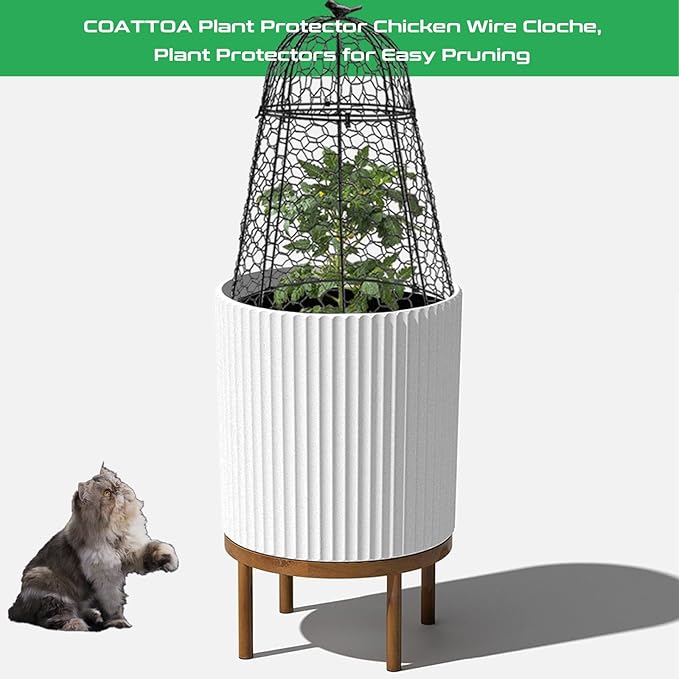 COATTOA Plant Protector Chicken Wire Cloche 6 PCS, Plant Protectors from Animals, 18.7×12 Inch Large Garden Cloches for Plants, Sturdy 2-in-1 Cloche Dome for Plants, Plant Protectors for Easy Pruning