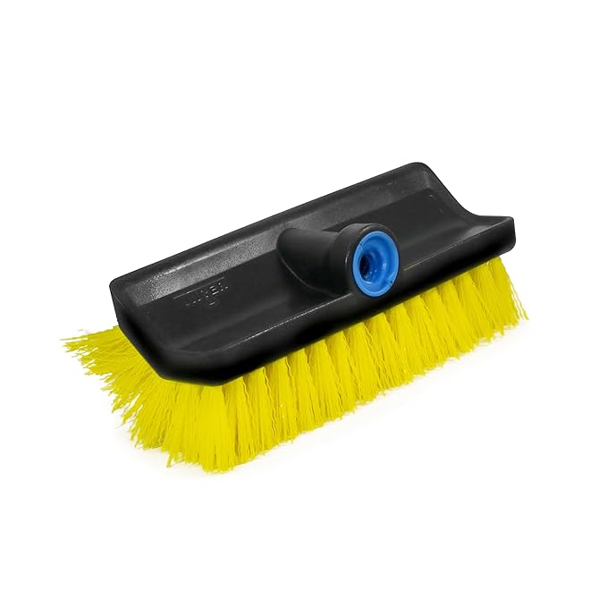 Unger Professional HydroPower Lock-On 10?€? Bi-Level Scrub Brush, Cleaning Supplies, Scrubber Tool, Compatible with Waterflow Poles, Use in Garage, Driveway, Deck, Concrete, Cement, and Brick