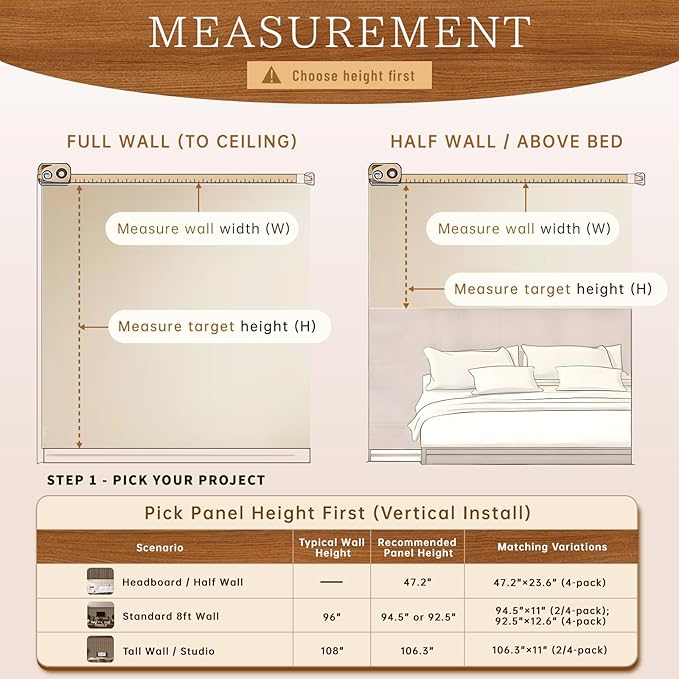 2 Pack Wood Panels for Wall, 106.3" × 11" Wood Slat Acoustic Panels for Wall