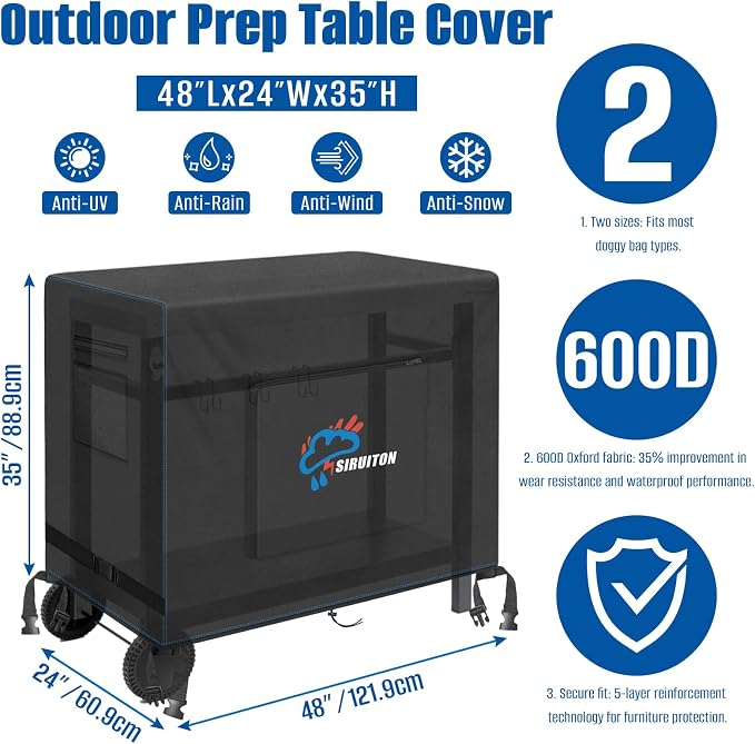 SIRUITON Outdoor Raised Garden Bed Cover for Winter 48 x 24 x 35 Inch Rectangular Plant Box Covers, Heavy Duty 600D Oxford Fabric Waterproof Raised Garden Bed Cover.