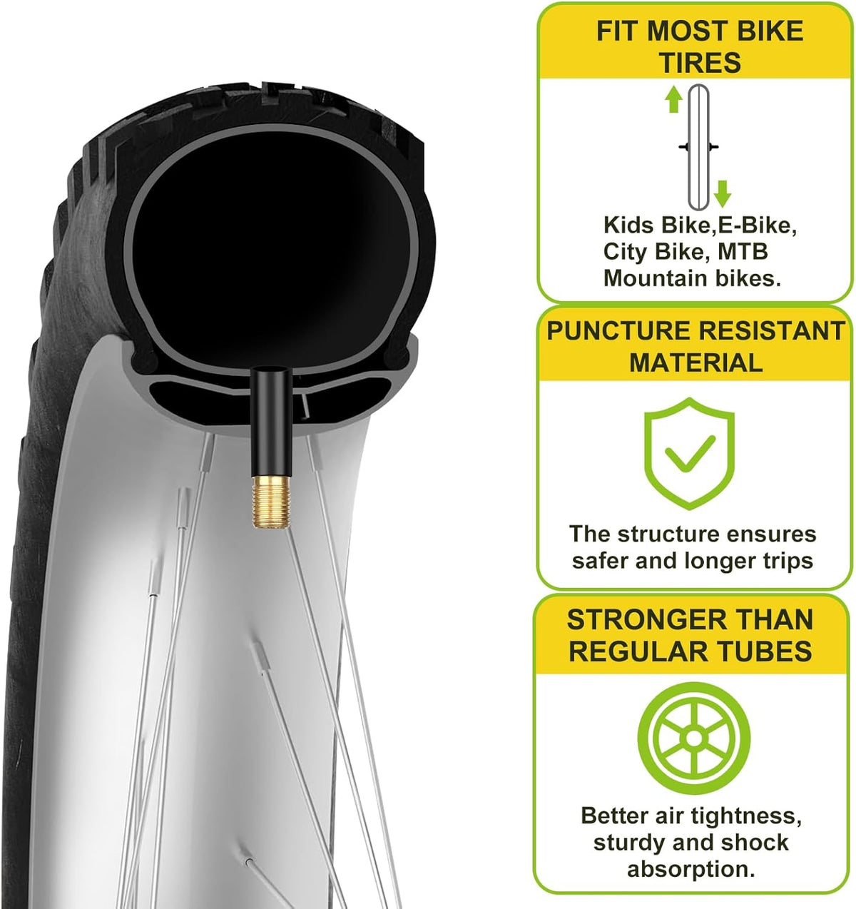 Reliable Bicycle Tube - 2 Pack with 32mm AV Schrader Valve | Fits 12" to 29" Bikes