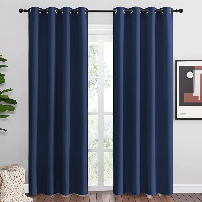 NICETOWN Navy Blackout Curtains 86" Long