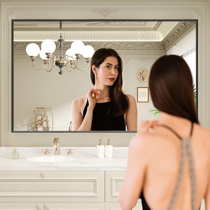 LOAAO Black Bathroom Mirror 72"X36"