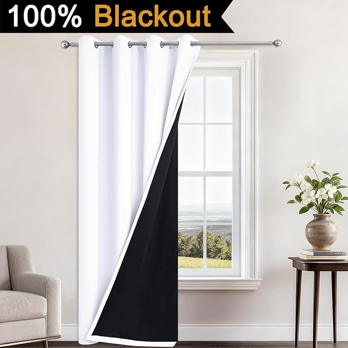 Yakamok 100% Blackout Curtains 96 Inches Long, 2 Thick Layers Heat and Full