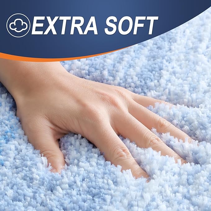 OLANLY Bathroom Rugs Mat 47x20, Extra Soft Absorbent Microfiber Bath Rugs, Rubber Backing, Quick Dry, Machine Washable Bath Mats for Bathroom Floor, Tub and Shower, Home Decor Accessories, Light Blue