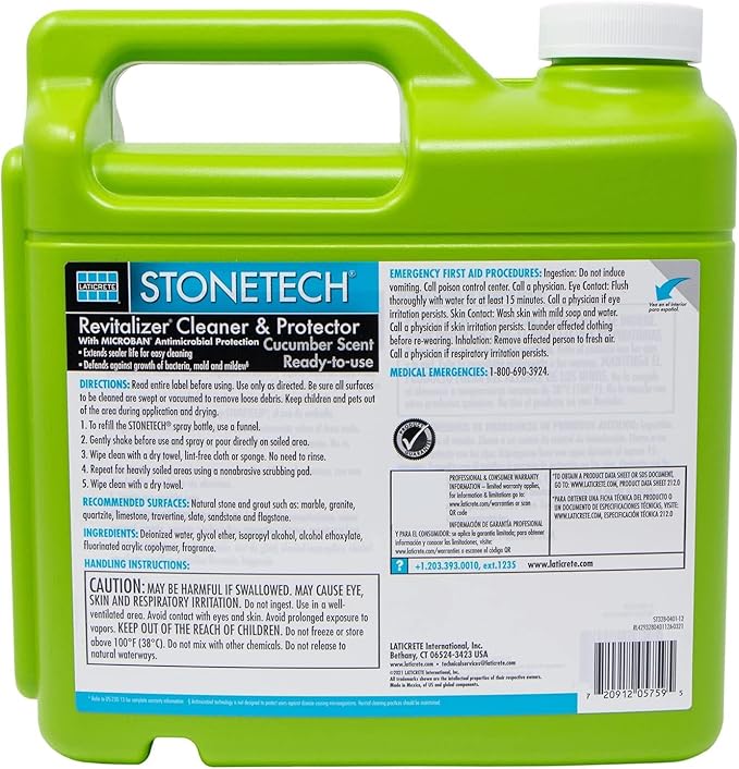 StoneTech RTU Revitalizer, Cleaner & Protector for Tile & Stone, 1-Gallon (3.785L), Cucumber Scent