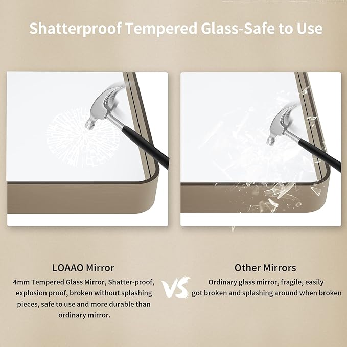 LOAAO 48”X36” Bronze Bathroom Mirrors