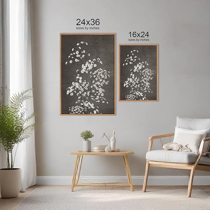 FWIEXA Neutral Floral Wall Art of 3, Framed Beige Botanical Canvas Prints, Minimalist Wildflower Wall Decor, Large Modern Plant Painting, 24x36 Inches Artwork for Living Room, Bedroom, Office, Home