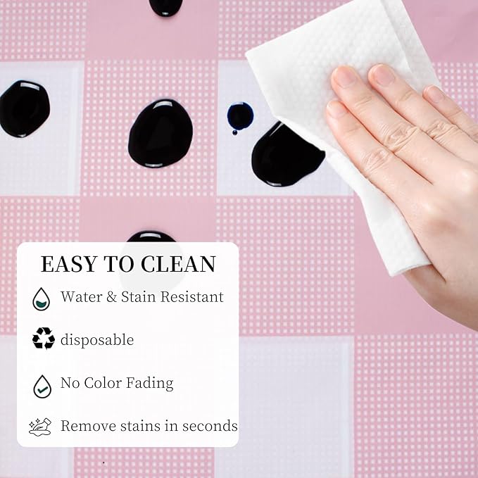 3 Packs Pink Checkered Tablecloth 54x108 Inches Rectangle Gingham Tablecloth Disposable Plastic Waterproof Table Cover for Outdoor Picnic Kitchen and Birthday Party
