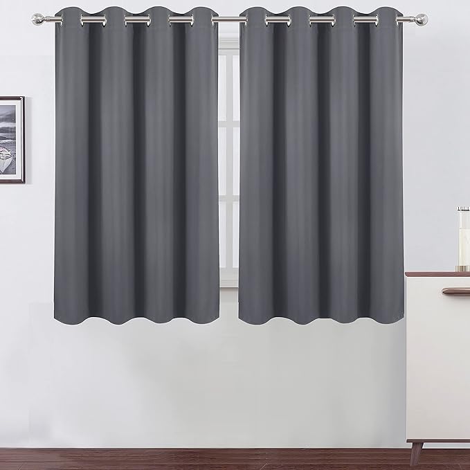 LEMOMO Grey Thermal Blackout Curtains/52 x 54 Inch/Set of 2 Panels Room