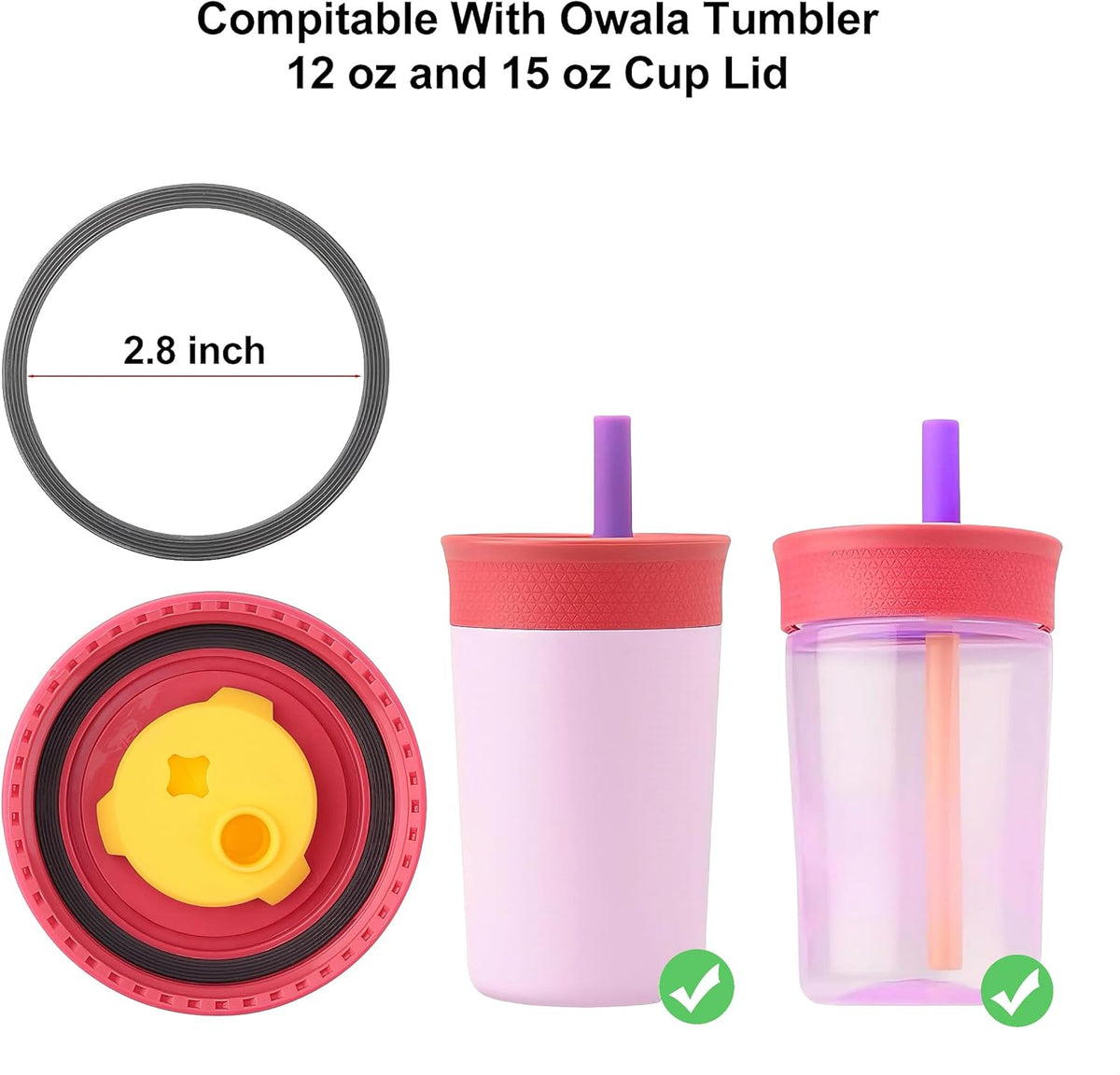 Owala Rubber Gasket Replacement | O Ring Seal for FreeSip Water Bottles & Tumblers - 4 Pack Silicone Seals
