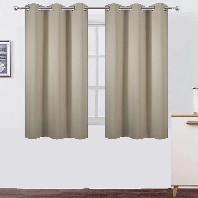LEMOMO Beige Blackout Curtains 34 x 54 Inch Length/Set of 2 Curtain