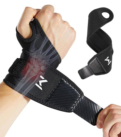 1Pair TFCC Wrist Brace with 1Pair Wristbands, Wrist Support for Tendonitis, Strain, Pain Relief, Adjustable Wrist Wrap for Sports, Tennis, Golf, Weightlifting (Black)
