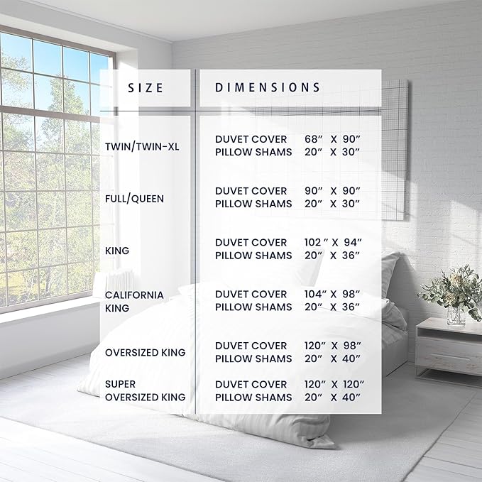 Kotton Culture 120"x98" 1 Pc Oversized King Duvet Cover Only 100% Egyptian Cotton - 600 TC Comforter Cover, Zipper Closure & Corner Ties - Fits Large King Inserts (Oversized King, Striped White)
