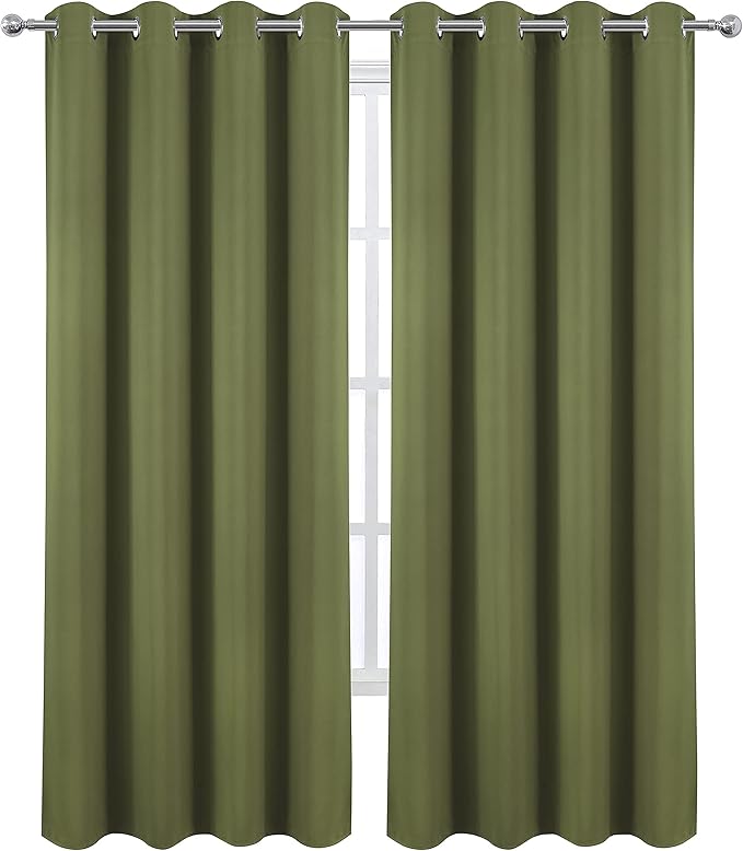 LEMOMO Olive Green Blackout Curtains/52 x 84 Inch Long/Set of 2 Curtain