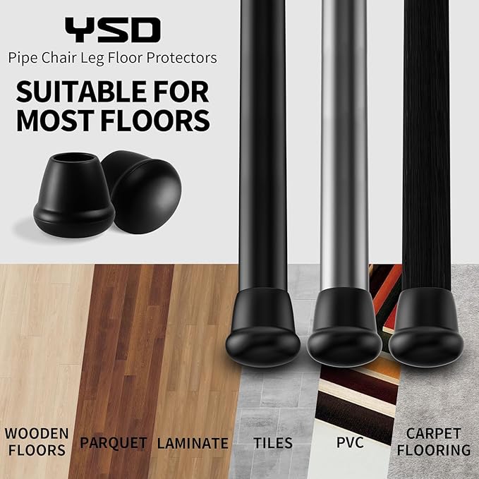 0.75 Inch Heavy Duty Rubber Chair Leg Caps - 8 PCS Non-Slip Furniture Floor Protectors with Metal Inserts for Wood, Tile, Carpet - Fits Chairs,Stools,Bar Stools