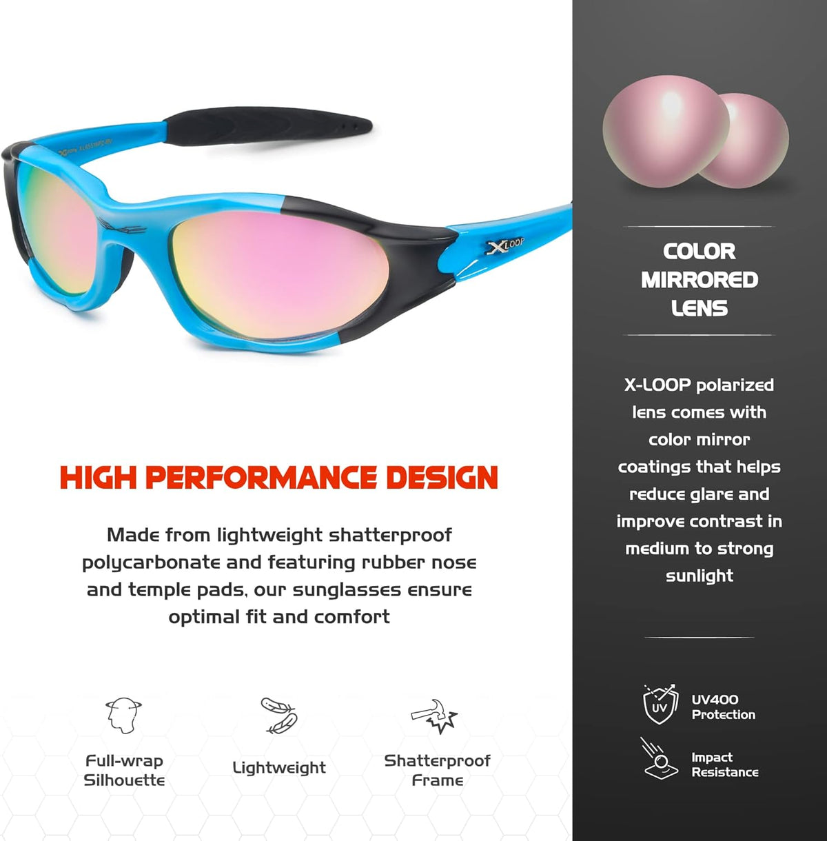 Polarized Youth Sports Sunglasses for Boys & Teens (Ages 8-16) - UV400 Baseball Wraparound