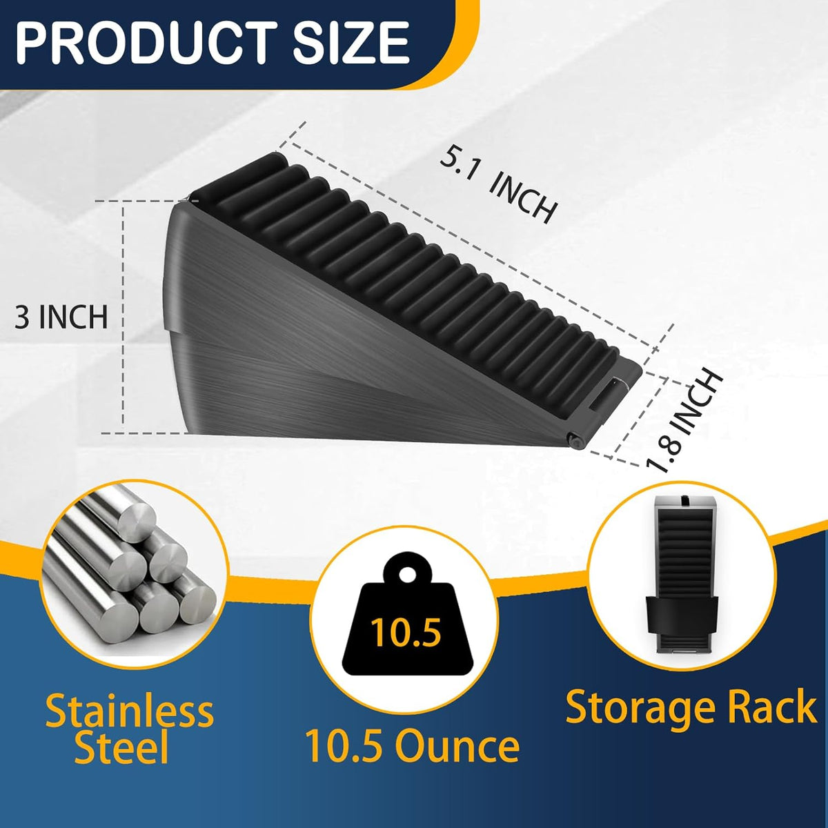 Heavy Duty Door Stopper Adjustable Spring Large Stoppers Wedge, Tall up to 3 Inches Doorstop Stainless steels Made Suits Any Heavy Doors